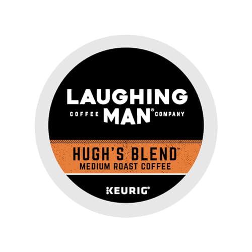 LAUGHING MAN Laughing Man Hughs Blend Keurig Recyclable K-Cup Coffee Pods, Single-Serve Fair Trade Medium Roast Arabica Coffee for use with Keurig Coffee Makers, 88 Count (4 Packs of 22)