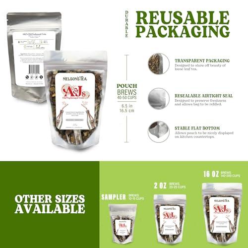 Nelson\'s Tea Nelson\'s Tea - A&J\'s Old Fashioned Cola Tea - Chicory Root, Cinnamon, Black Tea, Coriander, Lemon Peel, Orange Peel and Natural Flavoring - 4 Oz