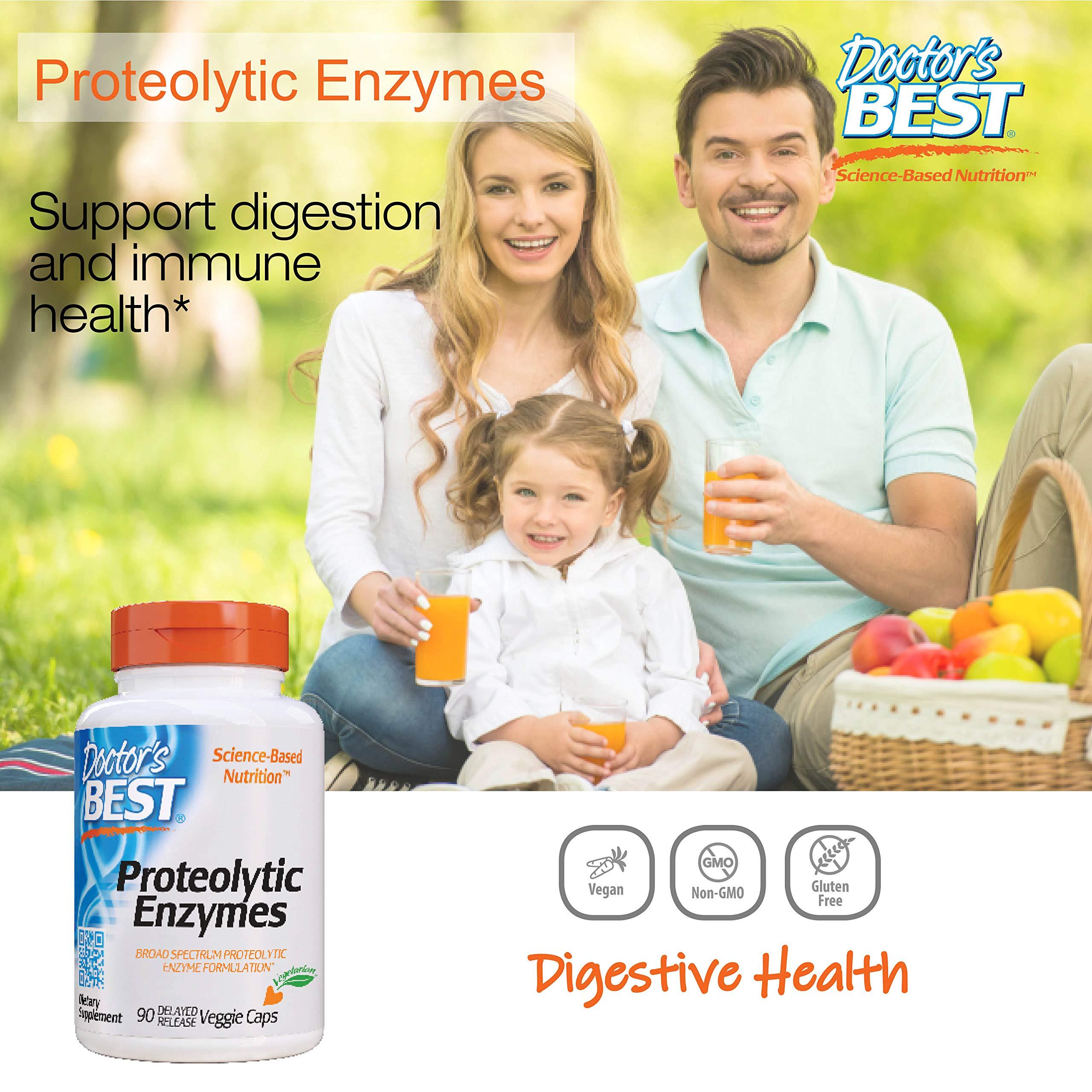 Doctor's BEST Doctors Best Proteolytic Enzymes, Broad Spectrum Proteolytic Enzyme Formulation, Non-GMO, Vegetarian 90 Delayed Release Veggie Caps