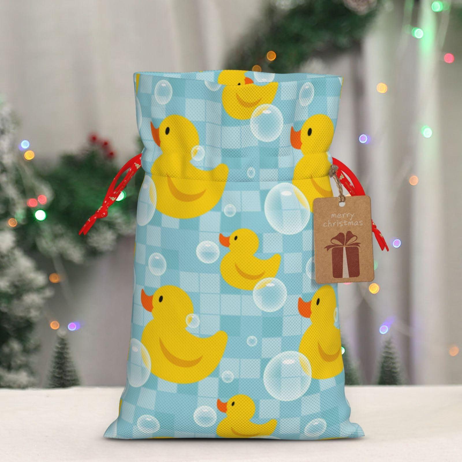YIPOCH YIPOCH Yellow Duck Gift Bags Christmas Bags with Drawstring Christmas Bags For Gifts Wrap Christmas Treat Bags Reusable Birthday Holiday Gift Bag for Xmas Presents Party Favor Goody Bags
