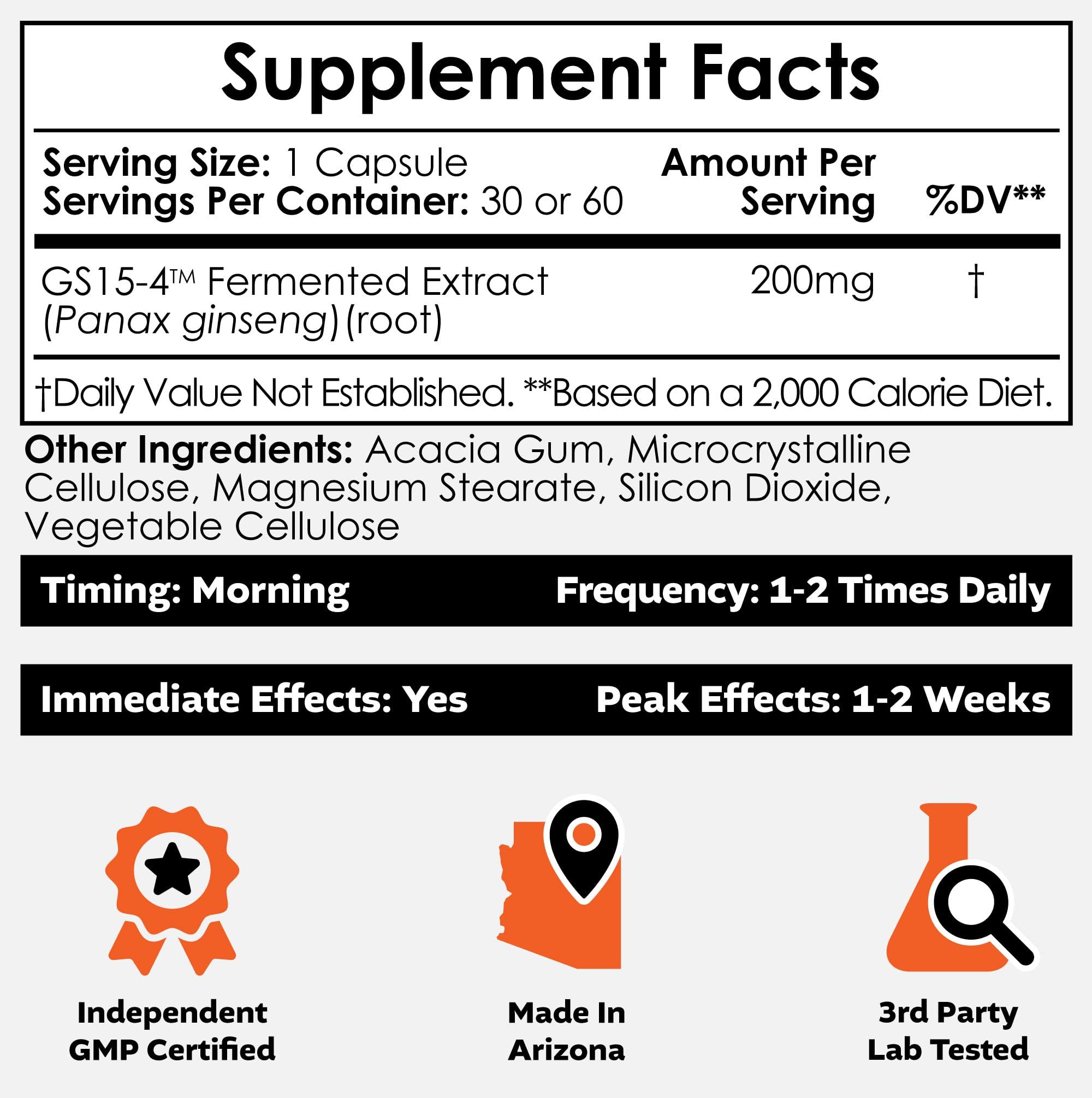 Nootropics Depot Nootropics Depot GS15-4 Panax Ginseng Extract Capsules | 200mg | 30 Count | Adaptogen Supplement | Ayurveda Herb | Supports Healthy Stress Levels