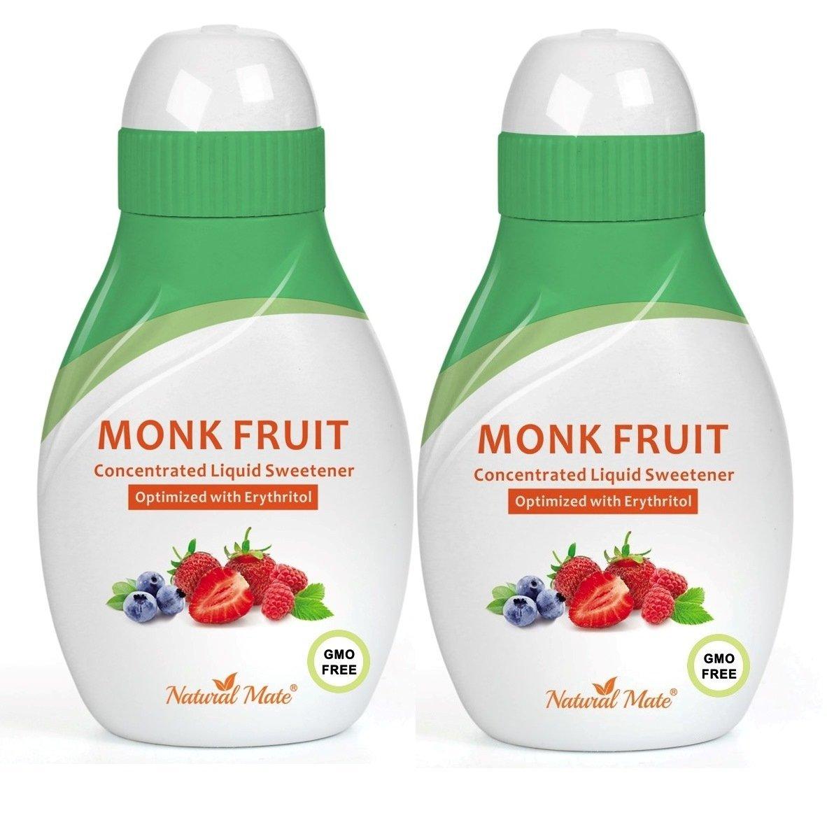 Natural Mate Monk Fruit Concentrated Liquid Sweetener (Optimized with Erythritol) 1.33 FL OZ (37 mL) – 2 Pack