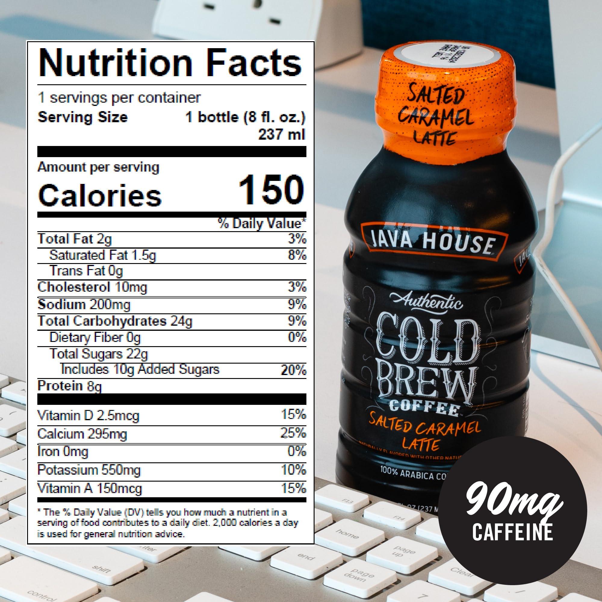 Java House Java House Cold Brew Coffee, Salted Caramel Latte, 12 Pack of 8oz Bottles, Ready to Drink Instant Cold & Iced Coffee (Salted Caramel Latte)