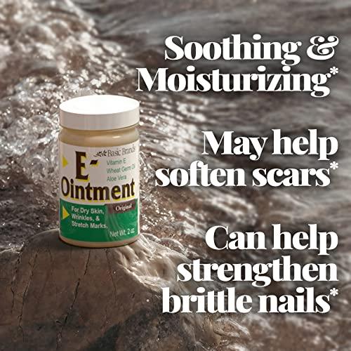 Basic Organics Basic Brands - Vitamin E Ointment - 2 oz - Moisture Enhancing - Can Help Reduce Appearance of Scars, Stretch Marks, Fine Lines & Wrinkles - 6-Pack