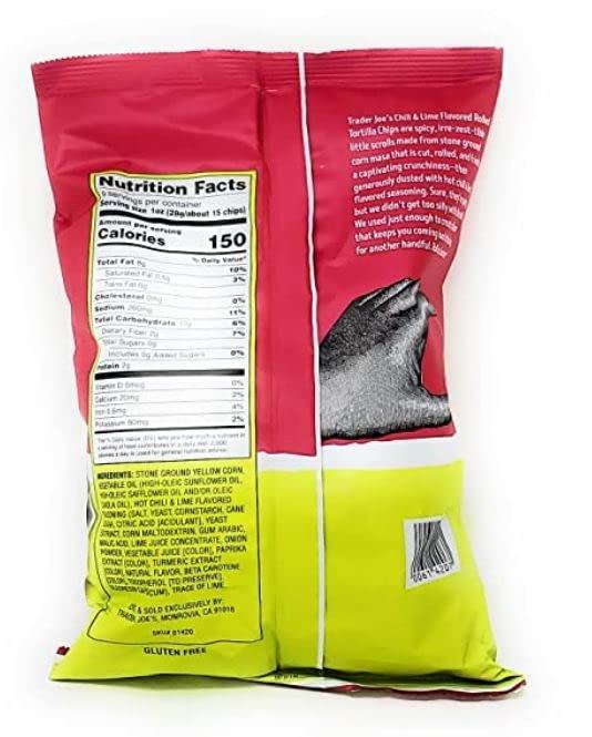 Trader Joe\'s Trader Joe\'s Rolled Corn Tortilla Chips Chili & Lime Flavored Net Wt. 9 Oz (255g) - Pack of 4