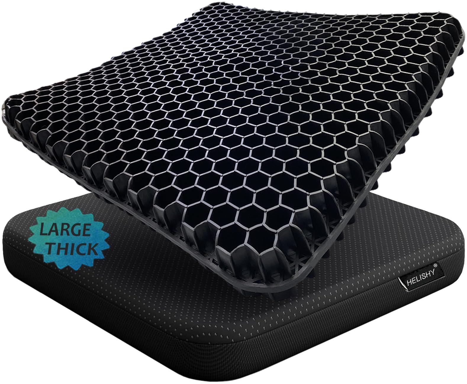 Helishy Helishy Gel Wheelchair Seat Cushion for Long Sitting, Extra Large & Thick Seat Cushion with Non-Slip Cover - Coccyx, Sciatica & Back Pain Relief - Wheelchair Cushions - Office Chair Car Seat Cushion