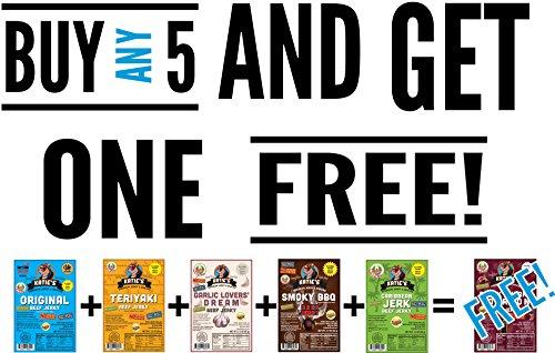 Katie\'s Premium Jerky & Snacks Katie\'s Beef Jerky - Spicy Black Cherry Bourbon Beef Jerky (Pack of 6), Spicy flavored meat snacks, Gluten Free, No Preservatives, Nitrites, or MSG