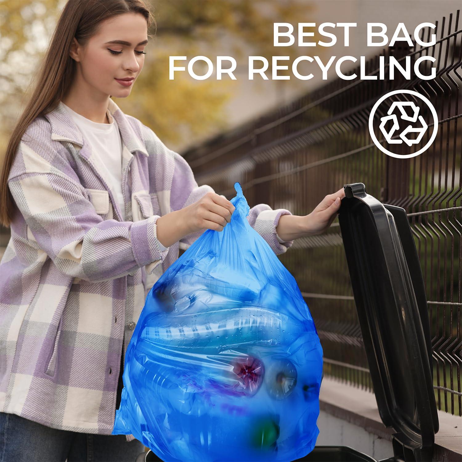 ToughBag ToughBag 13 Gallon Recycling Bags, Blue Trash Bags (300 COUNT) - Blue Recycle Bags, Recycle Trash Bags 13 Gallon Tall Kitchen - Made in USA