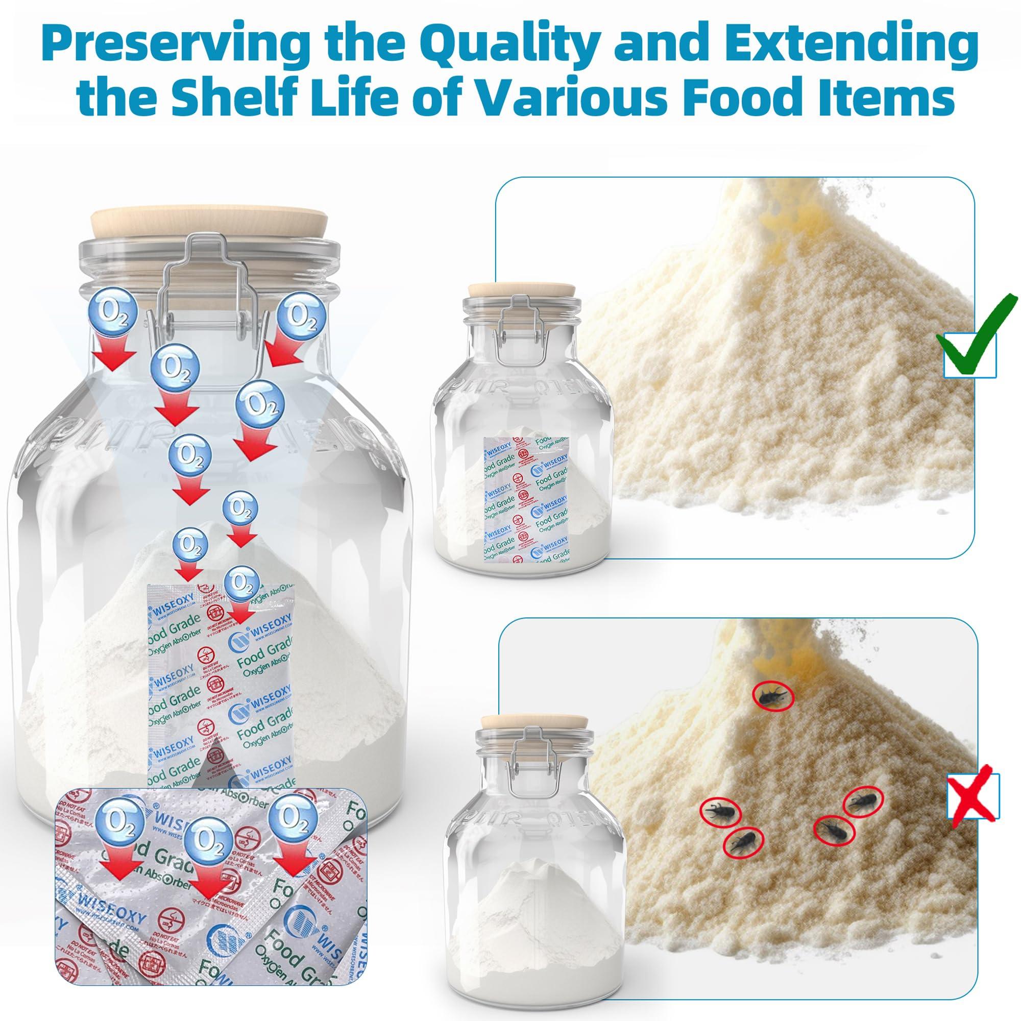 Wisesorb Wisesorb 500CC 100 Packs Oxygen Absorbers for Food Storage, Food Grade Oxygen Absorbers, O2 Absorbers Food Grade for Food Storage