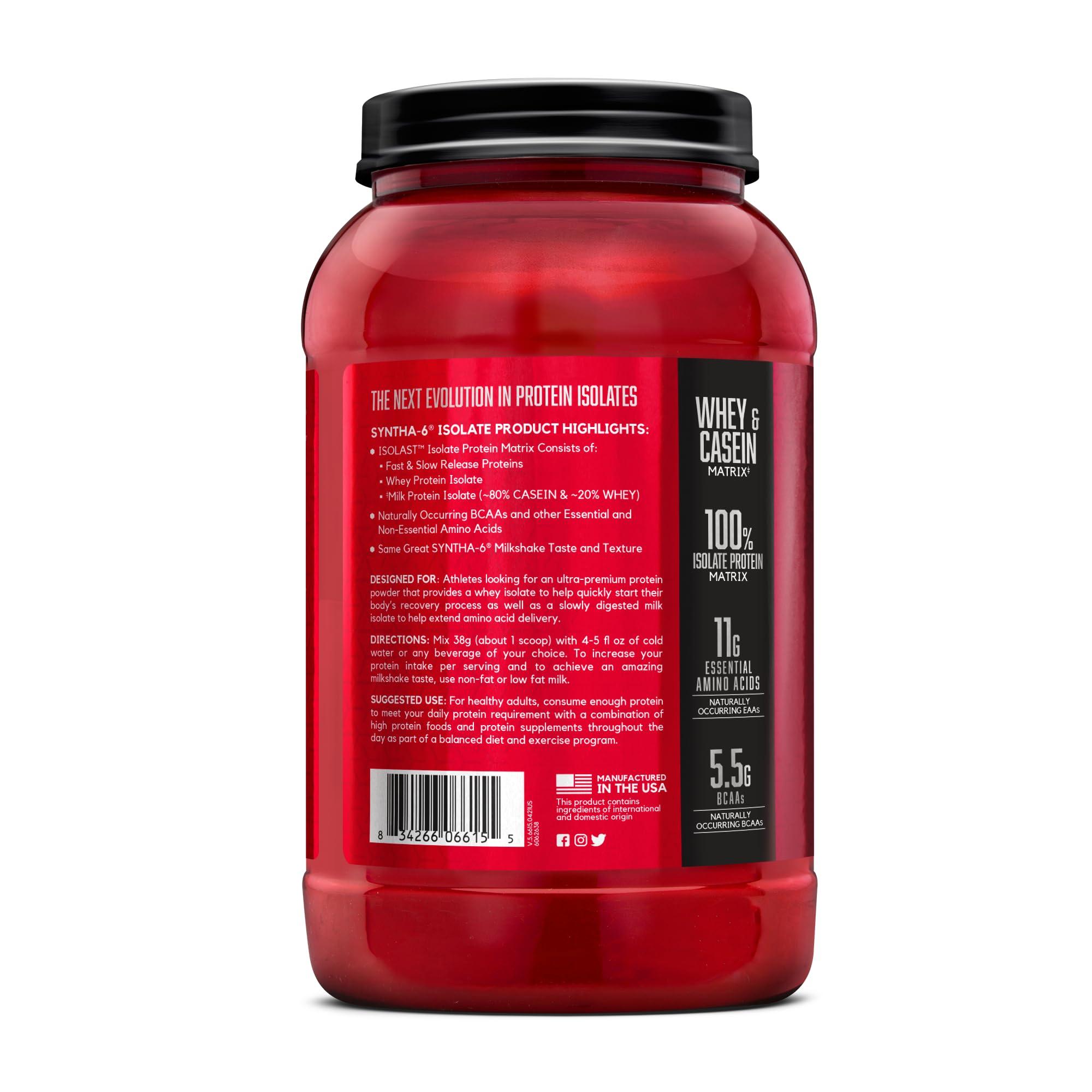 BSN BSN SYNTHA-6 Isolate Protein Powder, Strawberry Protein Powder with Whey Protein Isolate, Milk Protein Isolate, Flavor: Strawberry Milkshake, 24 Servings (Packaging May Vary)