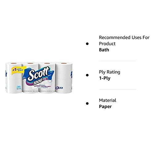 Scott Scott 1000 Sheets Per Roll, 8 Toilet Paper Rolls, Bath Tissue