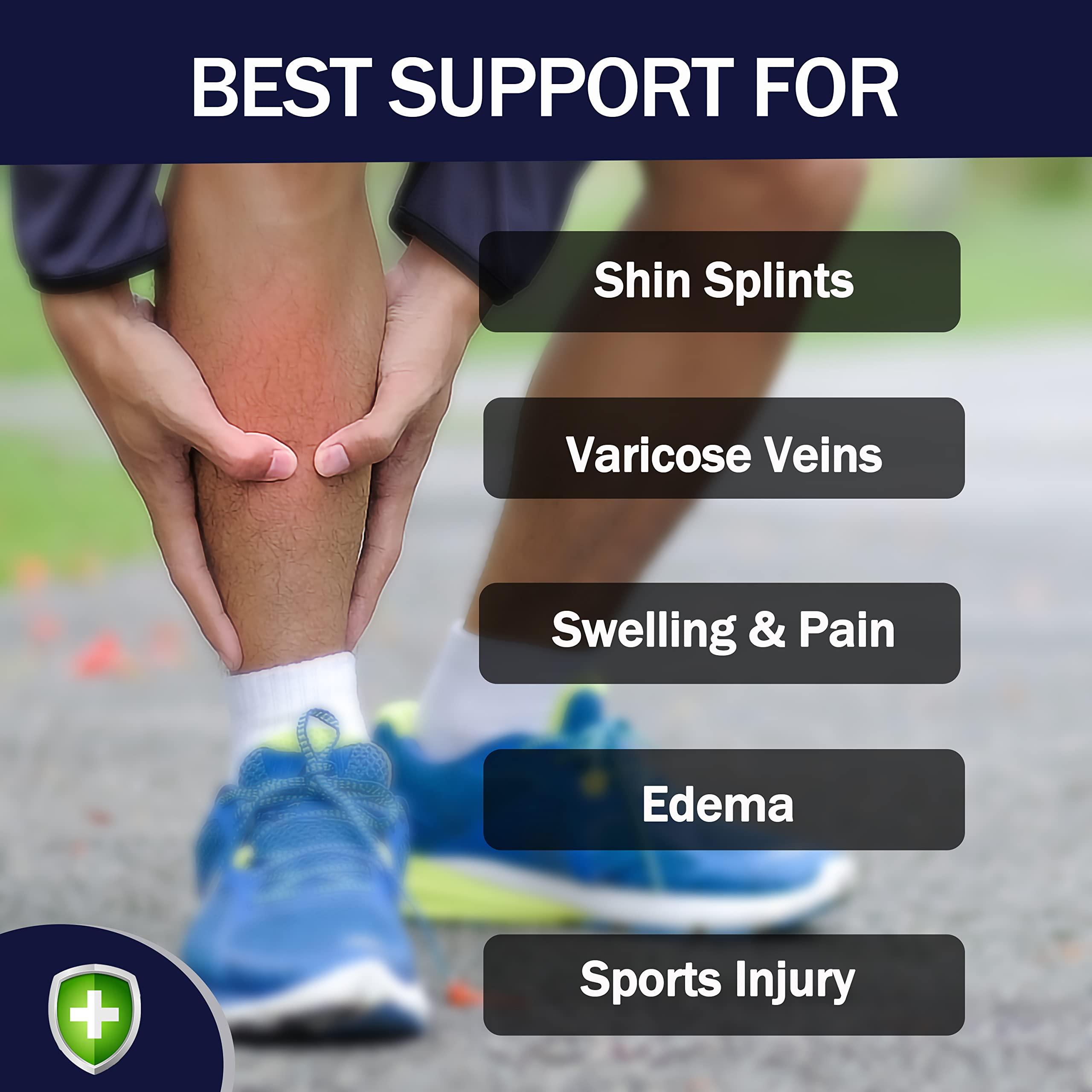 Thoxcare Thoxcare Calf Compression Sleeve for Men Women (1 Pair), Leg Support Footless Compression Socks for Running - Shin Splint Varicose Veins Swelling & Pain Relief, Black/Gray, Large