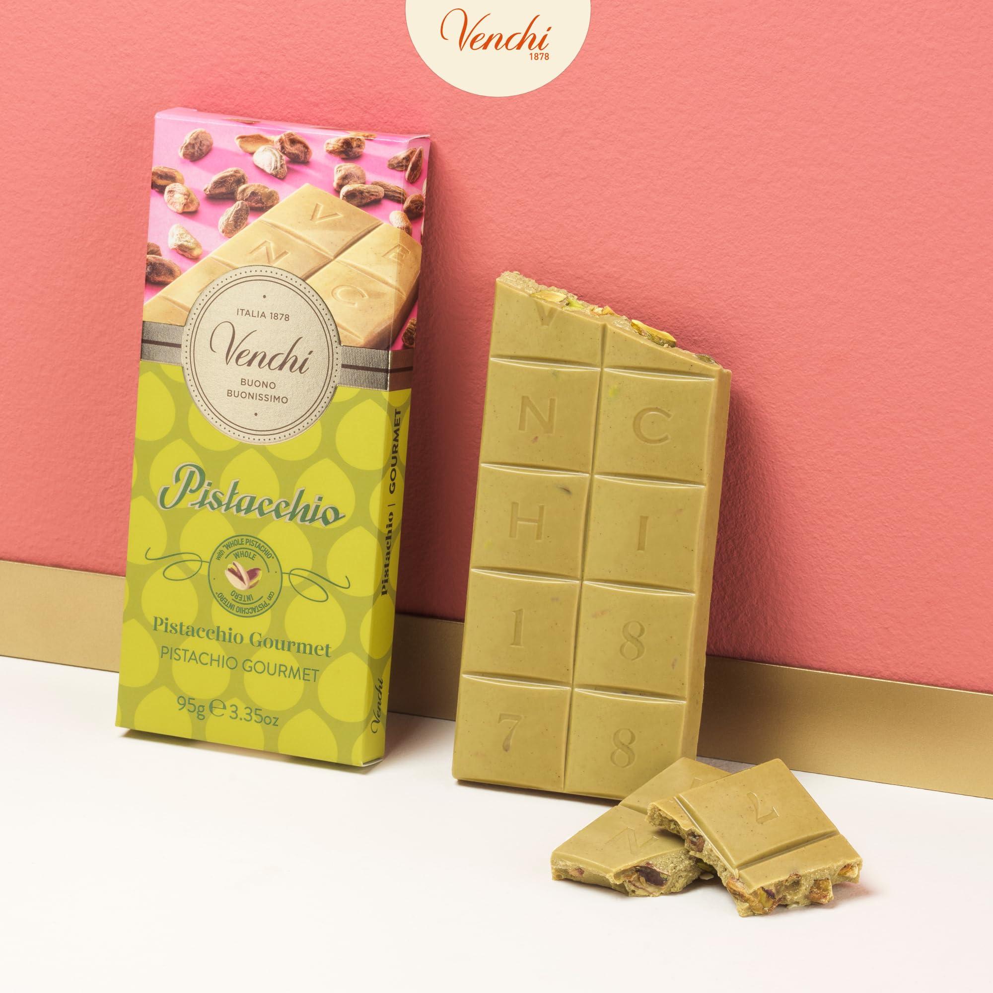 Venchi Venchi - Pistachio Gourmet Chocolate Bar - White Chocolate and Pistachio Paste Cream Bar, 3.53 oz - Gluten Free