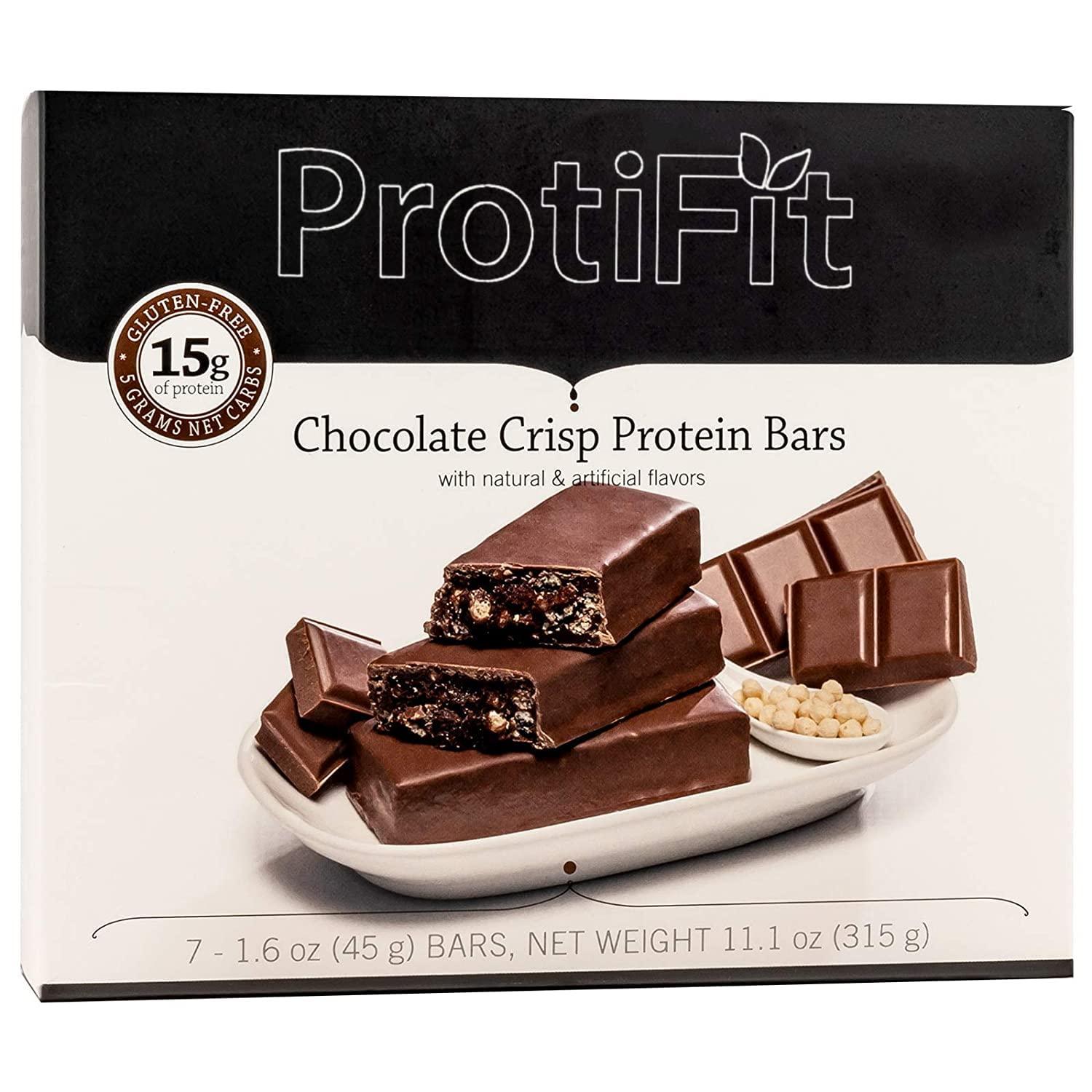 Bariatrix Nutrition Proti Fit - Low Calorie Snack Bar for Healthy Diets, 15g Protein, Low Carb, Low Sugar, 7 Servings Per Box (Chocolate Crisp)