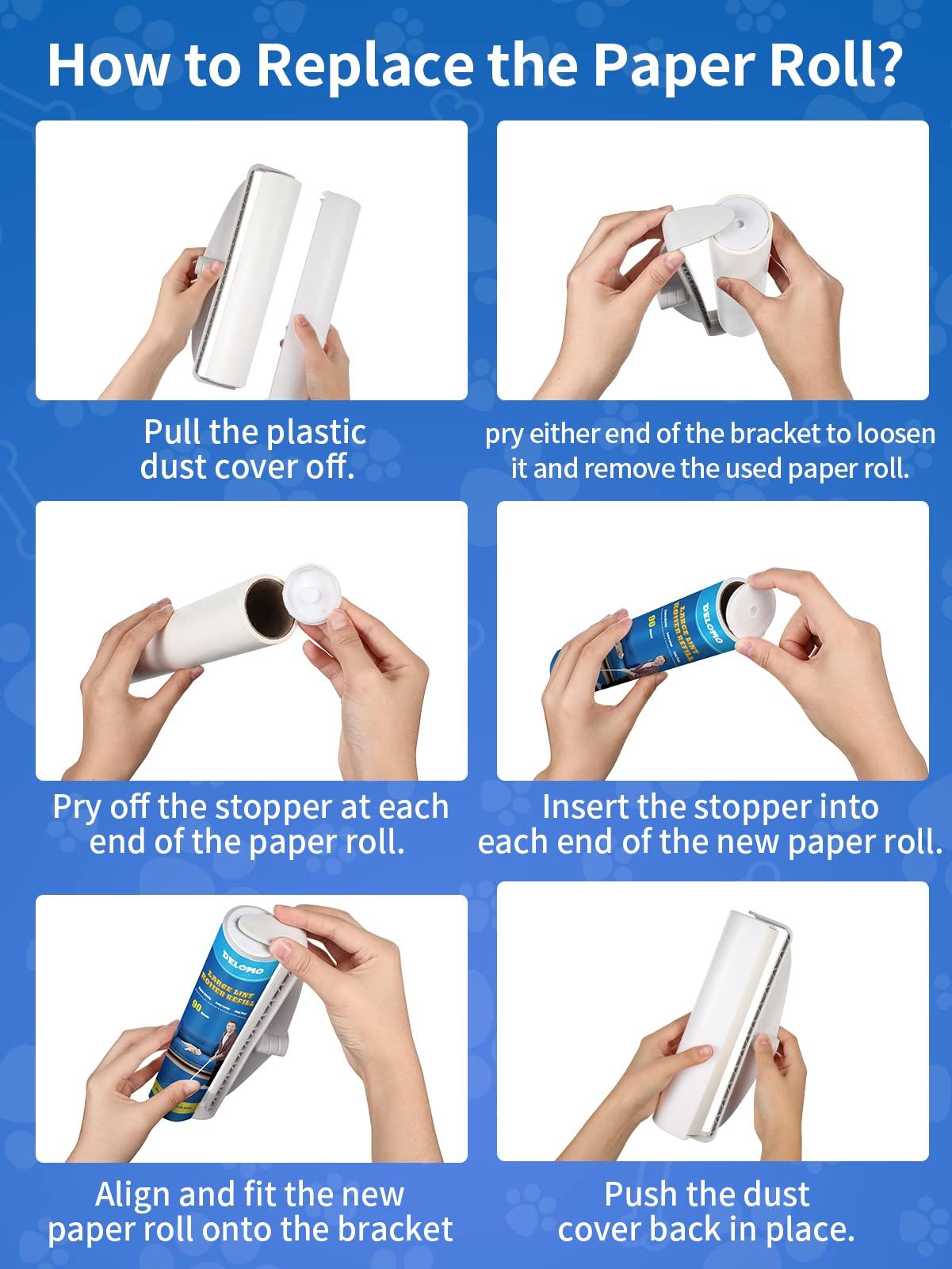 DELOMO Large Lint Rollers for Carpet, Sticky Rollers for Floor DELOMO 9.45 in with 3 Extendable Handle,Long Handle Sticky Mop for Cleaning Carpets, Cars, Clothing, and Pet Hair