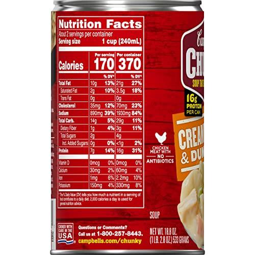 Campbell\'s Campbell\'s Chunky Soup, Creamy Chicken and Dumplings Soup, 18.8 Oz Can (Pack of 2)