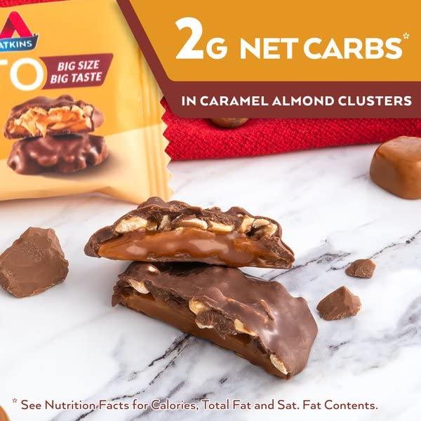 Atkins Atkins Caramel Almond Clusters, Gluten Free, High in Fiber, 1g Sugar, 2g Net Carb, Keto Friendly, 20 Count