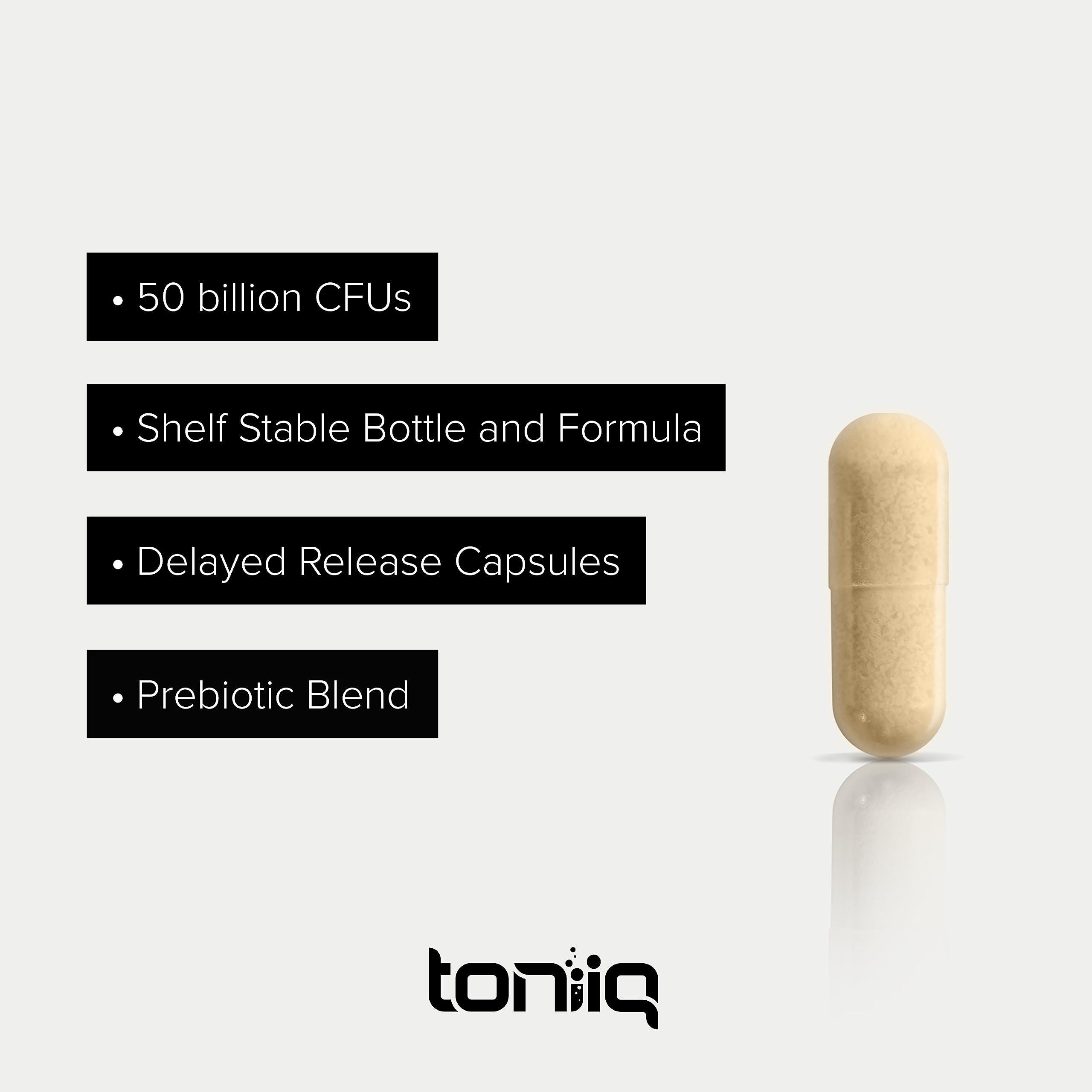 Toniiq Toniiq 50 Billion CFU Lactobacillus Reuteri Probiotic 50mg per Serving - L Reuteri Probiotics - Highest CFU Count Lactobacillus Reuteri Probiotic - 60 Vegetarian Capsules - 60 Servings
