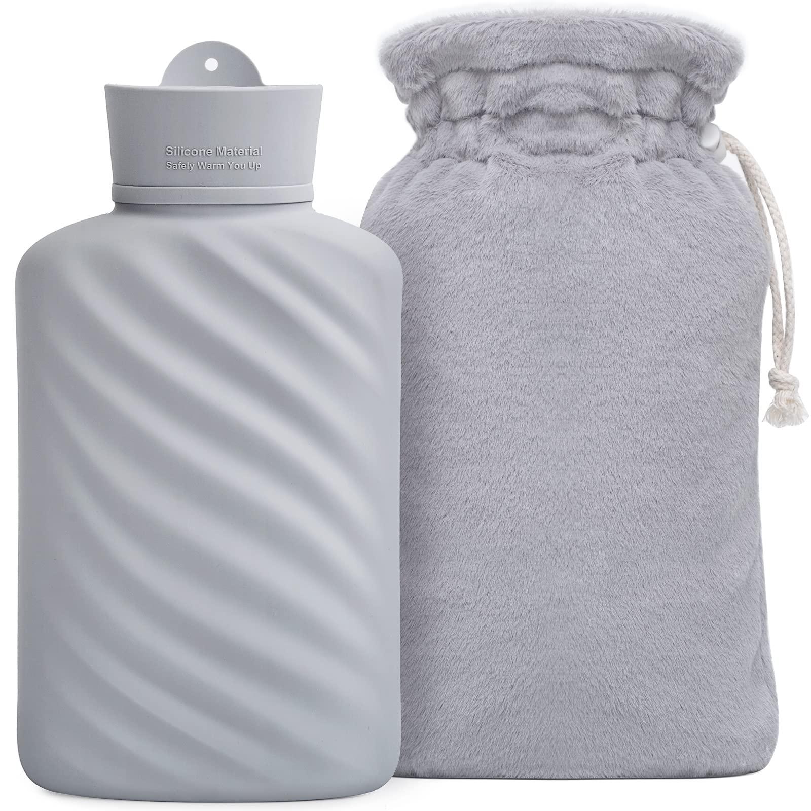 MEETRUE Microwaveable Hot Water Bottle with Cover(1 Liter), MEETRUE Innovative BPA-Free Silicone Hot Water Bottle Hot Water Bag for Pain Relief, Hot & Cold Therapies-Winter Gift for Women Children Elderly