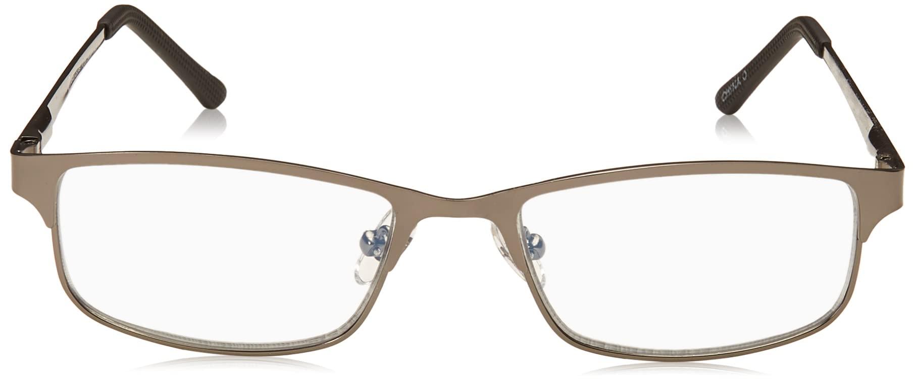Foster Grant Foster Grant Men\'s Samson Rectangular Reading Glasses, Satin Dark Gunmetal/Transparent, 52 mm + 2.00
