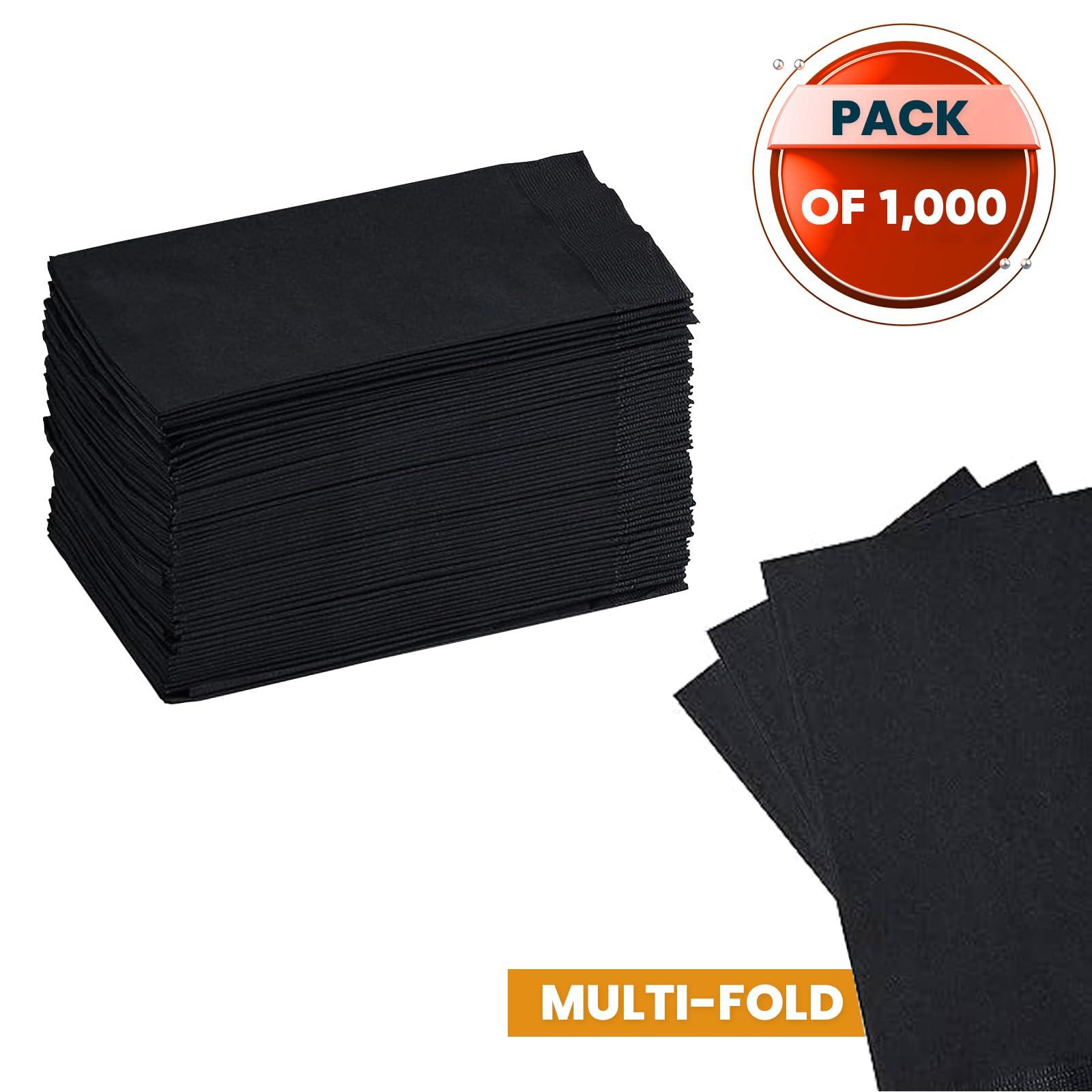 Perfect Stix 2 Ply Black Dinner Napkins-15\" x 17\" -1/8Fold - 125 Count (Pack of 8), Total 1000 Count