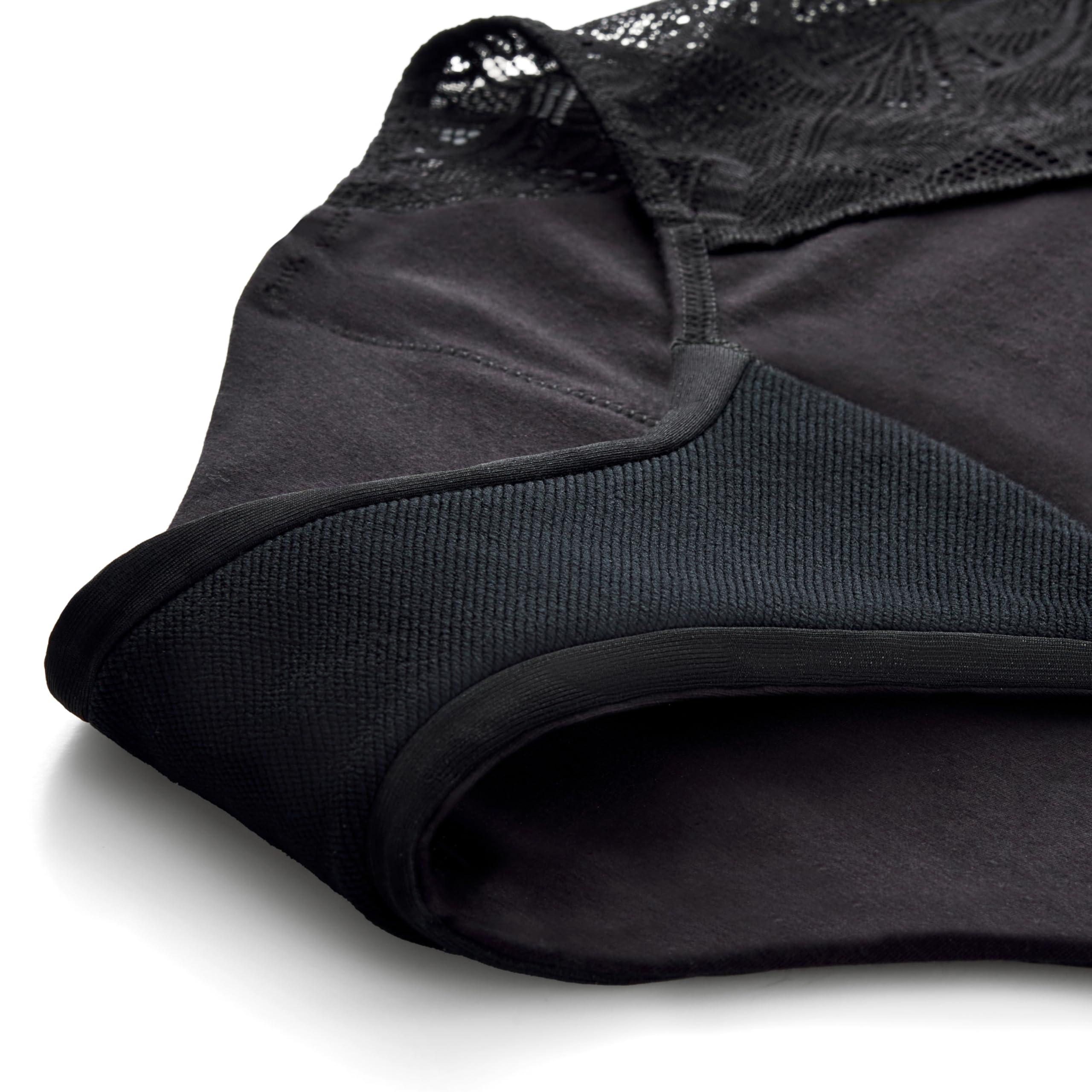 THINX THINX Ultra-Soft Period Underwear, Hi-Waist Leakproof Underwear for Women, Holds Up to 12 Regular Tampons, FSA HSA Approved Period Panties, Reusable, Comfortable, & Flexible, Black with Lace, XS
