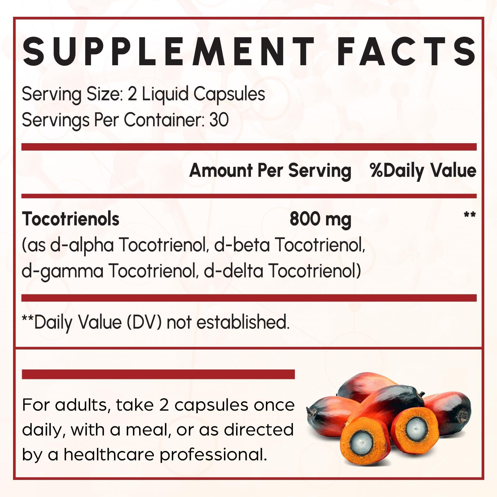 Kroppssund Tocotrienol Supplement Full Spectrum, Cutting-edge Fusion Technology, Tocotrienol Vitamin E-Tocotrienols 800mg,Powerful Antioxidant,Cardiovascular,Highest Absorption Rate - 60 Liquid-Filled Capsules