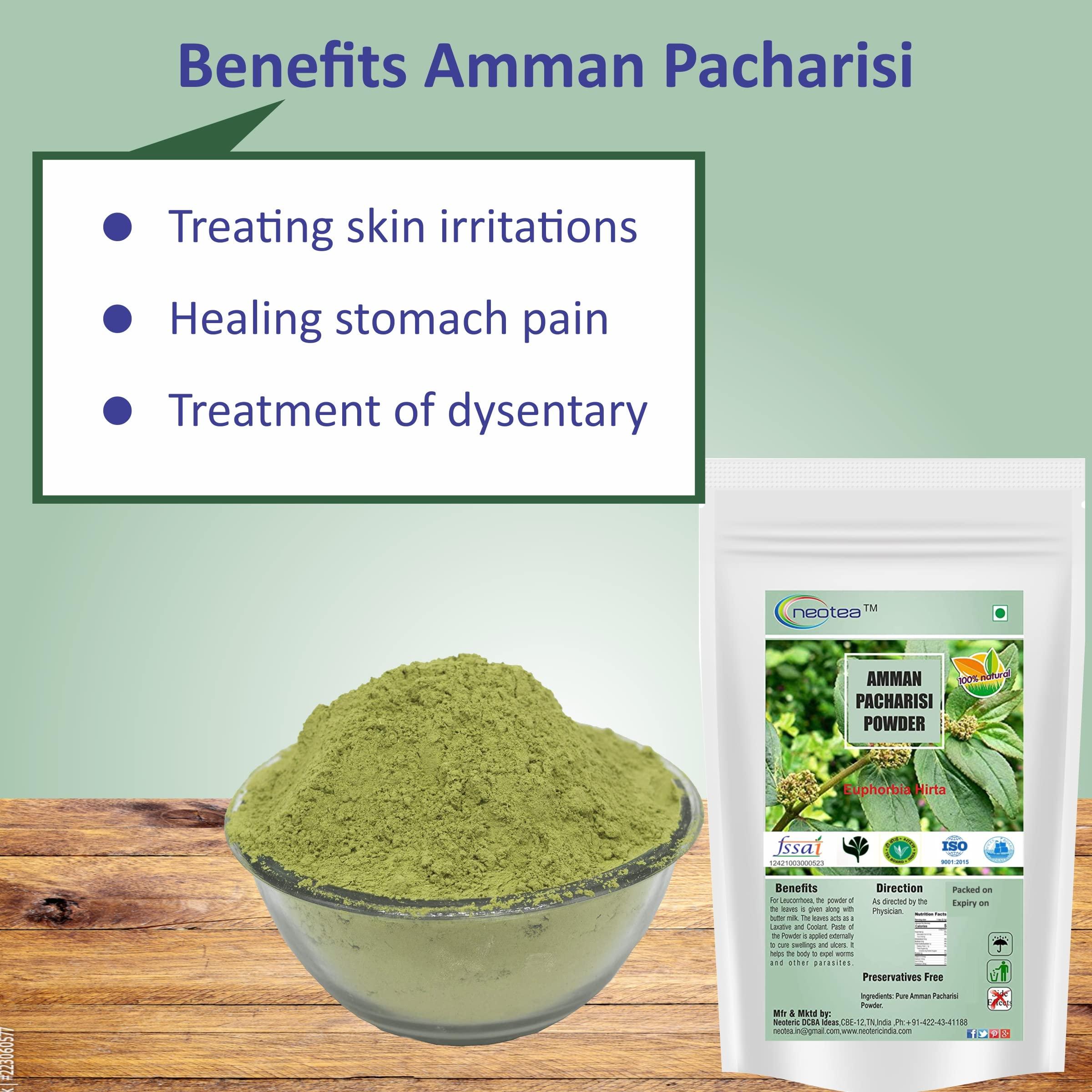 neotea neotea Amman Pacharisi | Euphorbia Hirta Powder 300 GM (10.58 OZ) Pack of 1 | Premium Quality Herbal Supplement | 100% Pure and Natural