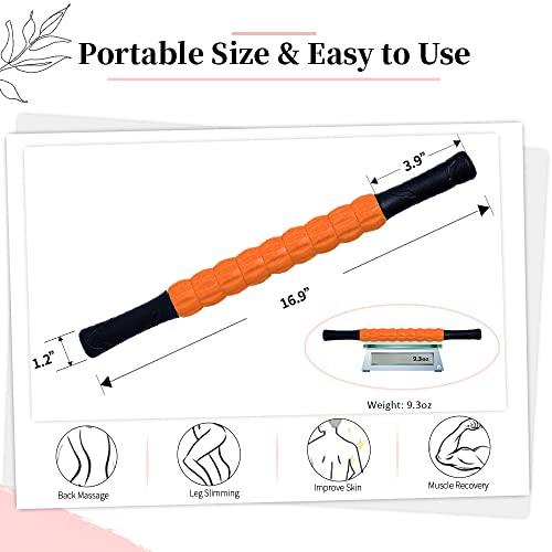 SALIHERI Muscle Roller, Lipo Roller Lymphatic Massager Lipo Massager After Surgery Recovery Muscle Roller Stick Muscle Roller for Legs Massager Roller for Muscles Deep Tissue, Lymphatic Drainage, Orange/Black