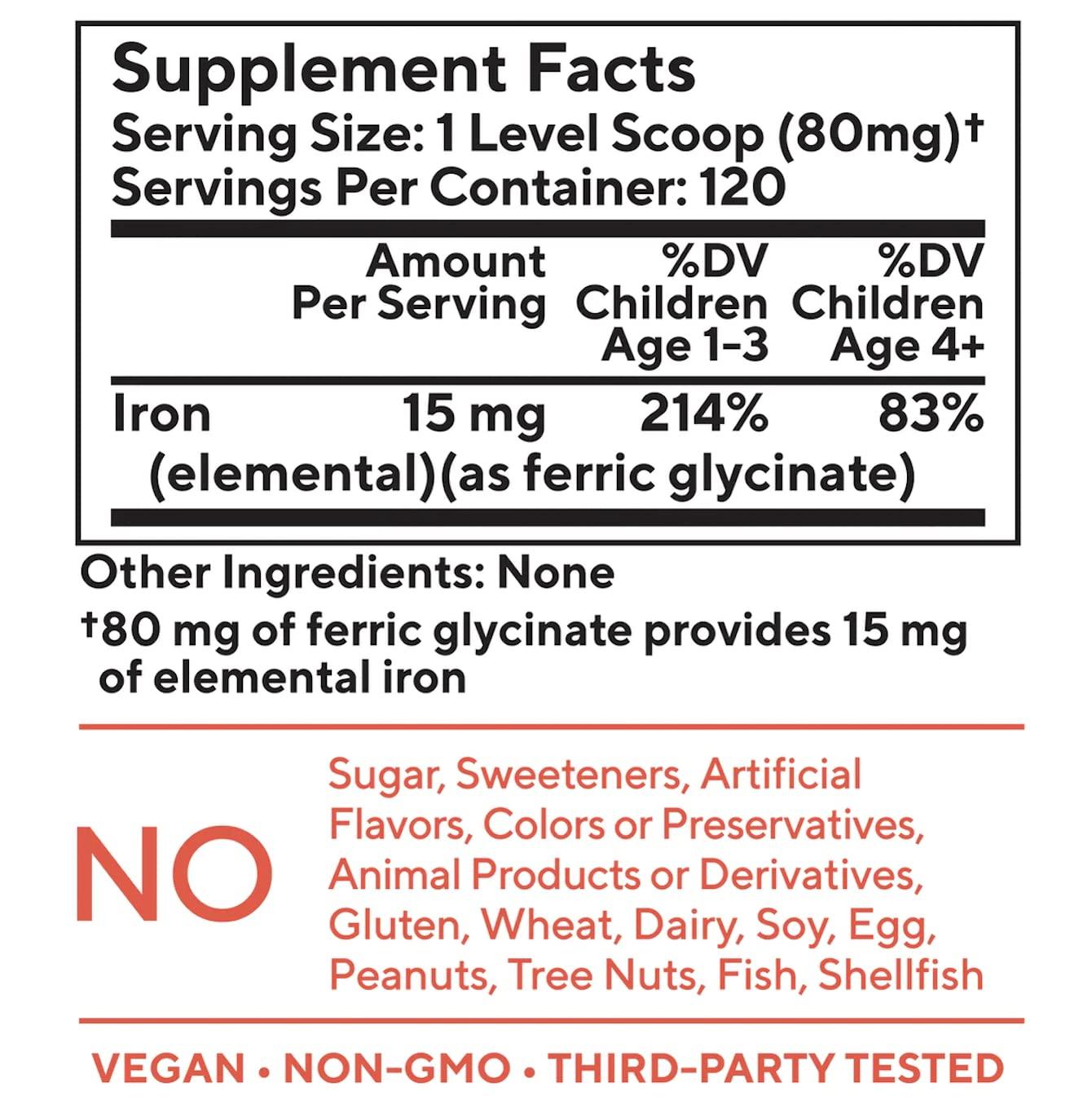You+yours Tasteless Iron for Kids + Toddlers- 4-Month Supply- No Sweeteners, Flavors or Preservatives. Add to Beverages or Food. Pure, Flavorless Children\'s Iron Supplement.