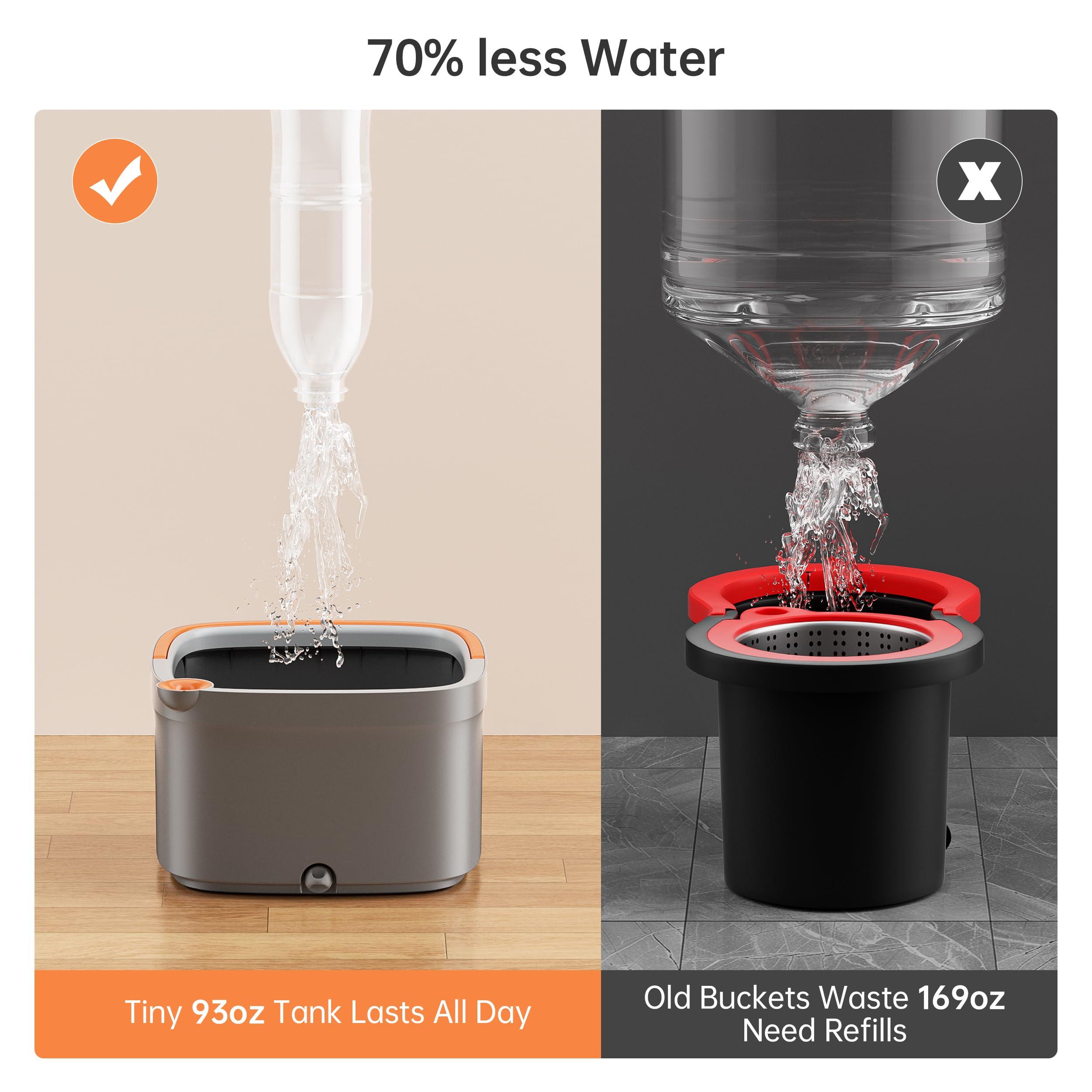 KZKR KZKR Spin Mop and Bucket Set with 2 Replaceable Microfiber Mop Pads with Self Separation Dirty and Clean Water System, Self Wringing 360 Rotating Square Mop Head for Hardwood Tile Marble Floors