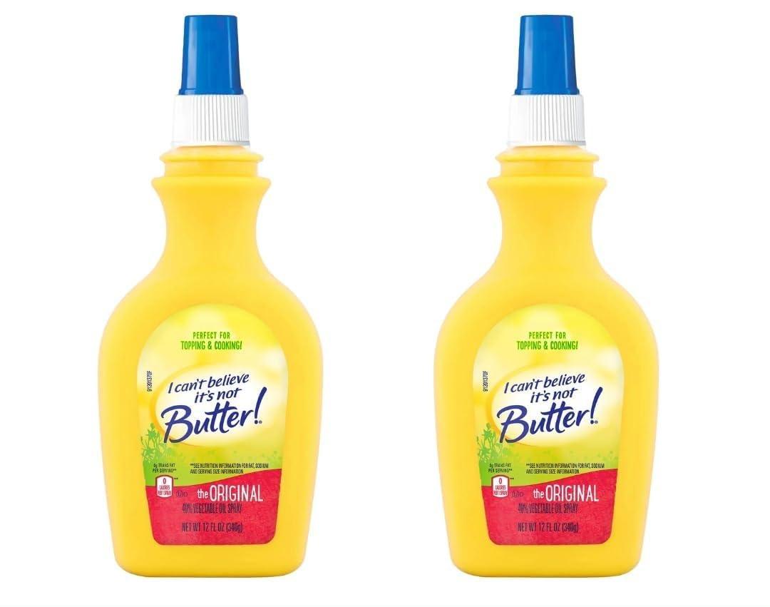 THE SWEET LYFE I Can\'t Believe It\'s Not Butter Spray 12 oz (2-Pack) Non Dairy Butter Alternative, Plant Based Butter Spray for Popcorn, Cooking, Vegetables and More - Bundled with The Sweet Lyfe fridge magnet