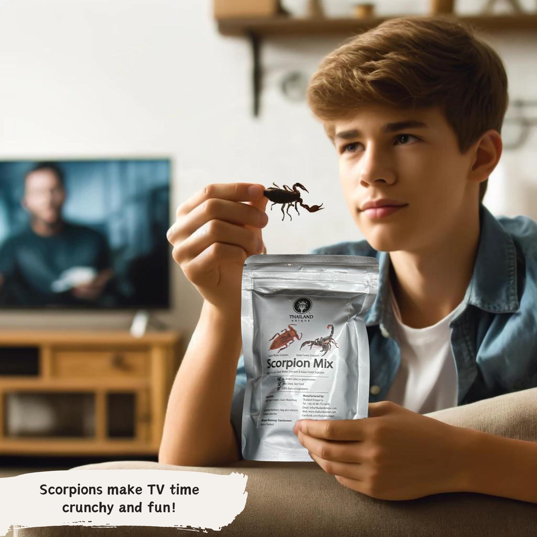 Thailand Unique Thailand Unique Scorpion Mix - 2 Pieces with Asian Forest and Giant Water Scorpion, Dehydrated Edible Insects for Humans, Nutritious Bugs Superfood Weird Unusual Snack Gift