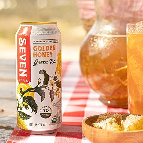 SevenTeas SevenTeas Golden Honey Green Tea, 16 OZ (Pack of 12 Cans), Lightly Sweetened Organic Iced Tea