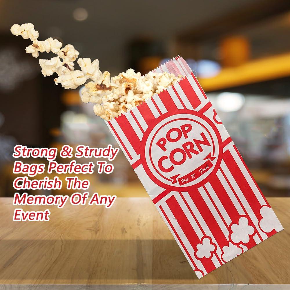 ZAYNUM 300 Pieces 1 OZ Popcorn Bags Classic Red & White Stripes Paper Popcorn Bags for Individual Servings Bulk Popcorn Bag for Carnival Themed Party, Movie Night, Birthday, Decorations (300)