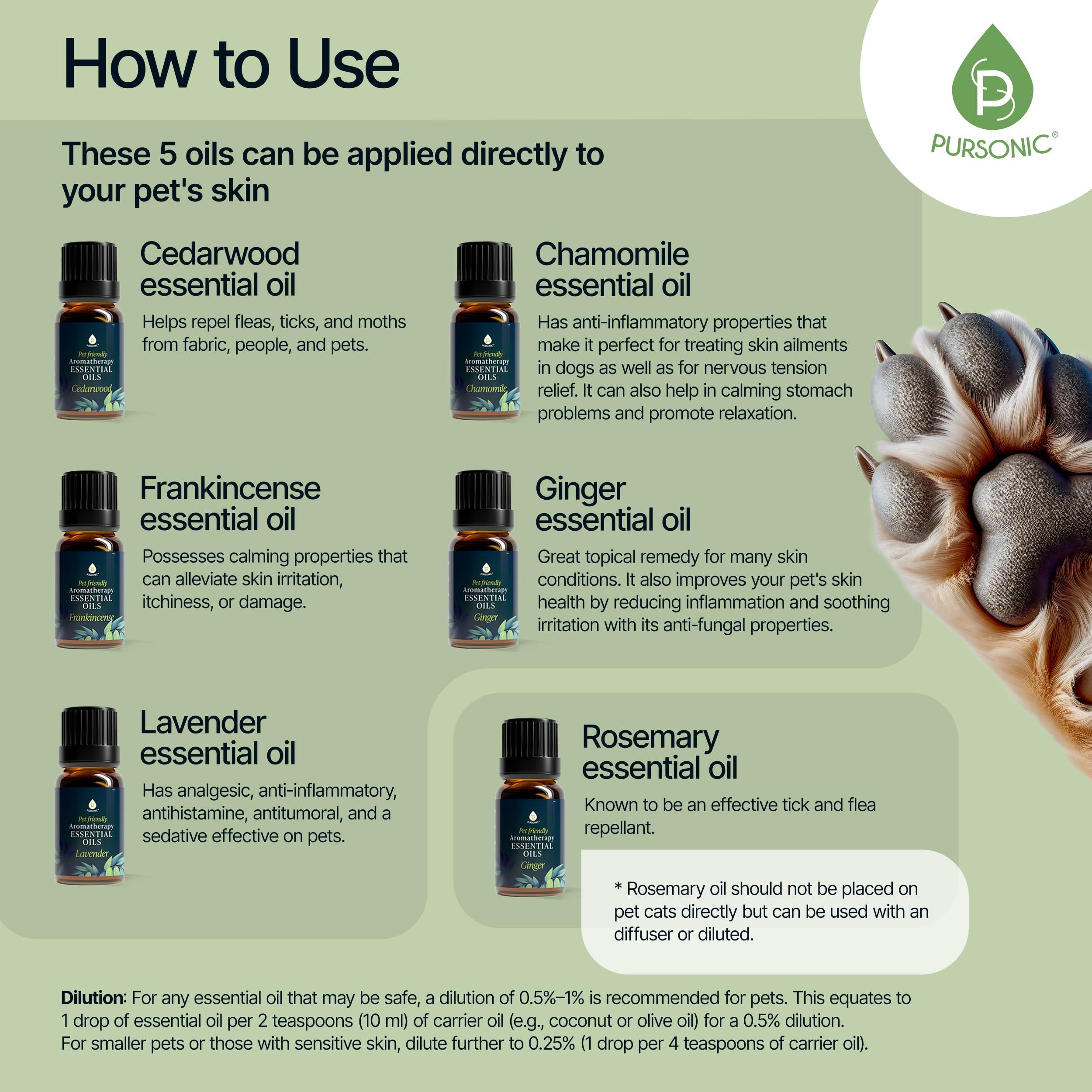 Pursonic PURSONIC Pet Friendly Aromatherapy Essential Oils Collection, 6-Count - Safe for Dogs and Cats, Natural Relaxation and Stress Relief