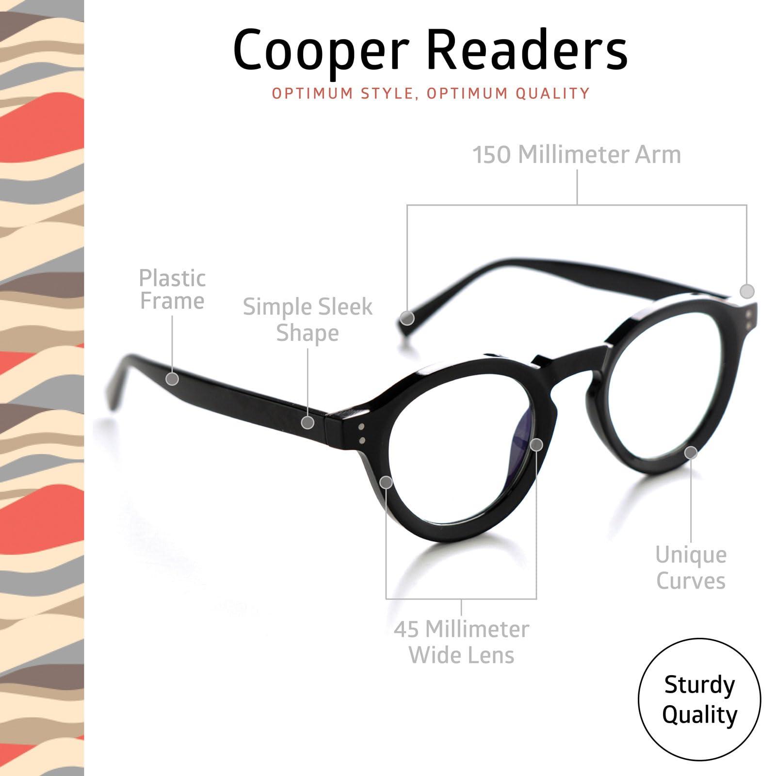 OPTIMUM OPTICAL OPTIMUM OPTICAL Readers Glasses Spring-Mounted Hinges Scratch-Resistant Lenses Round Frame Reading Glasses For Men and Women -Cooper, 3.0 x