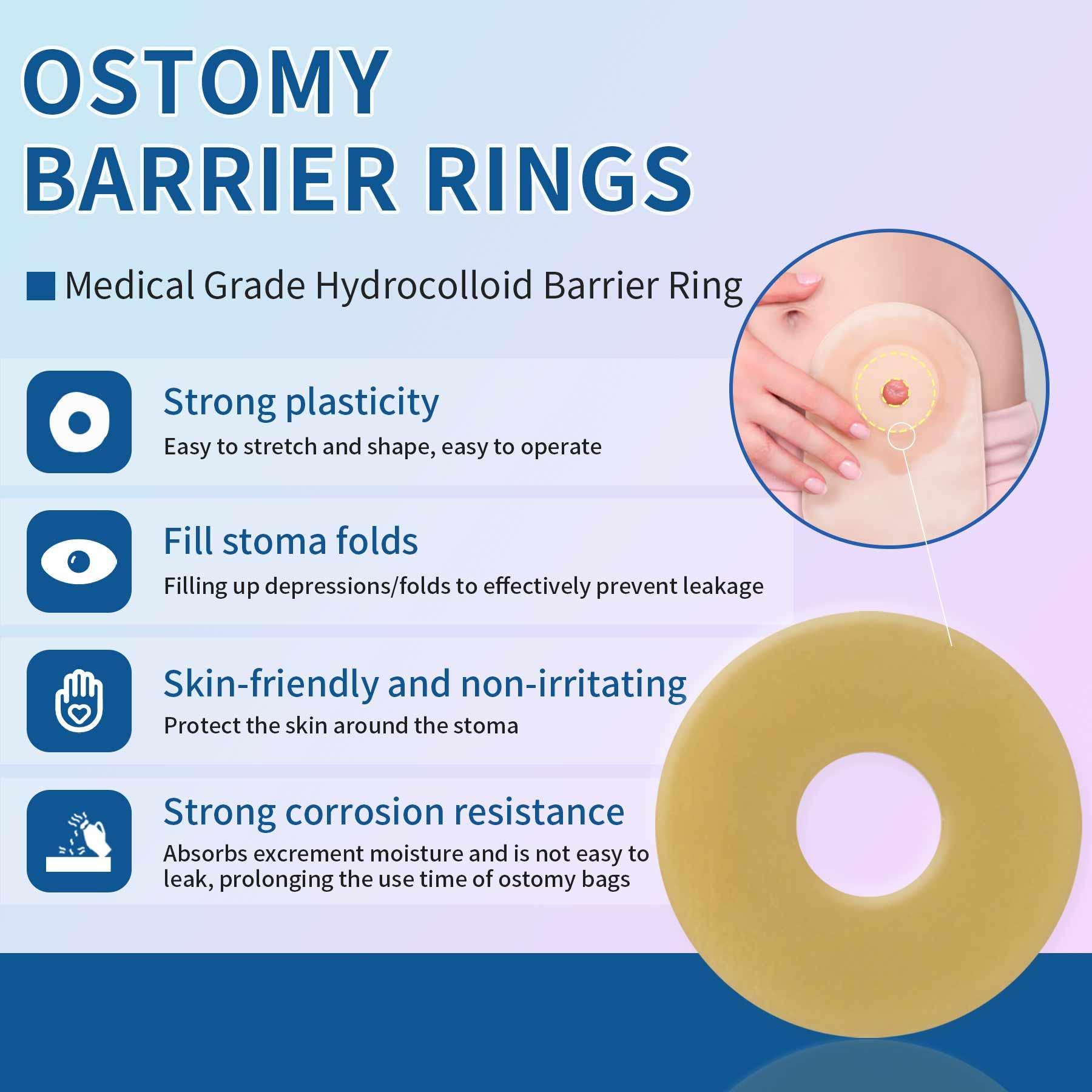 ovand Ostomy Barrier Rings - Ostomy Supplies - 2 mm Thickness Moldable Ostomy Rings Medical Grade Hydrocolloid Adhesive Barrier Rings Better Seal for Ostomy Bags (Box of 10)