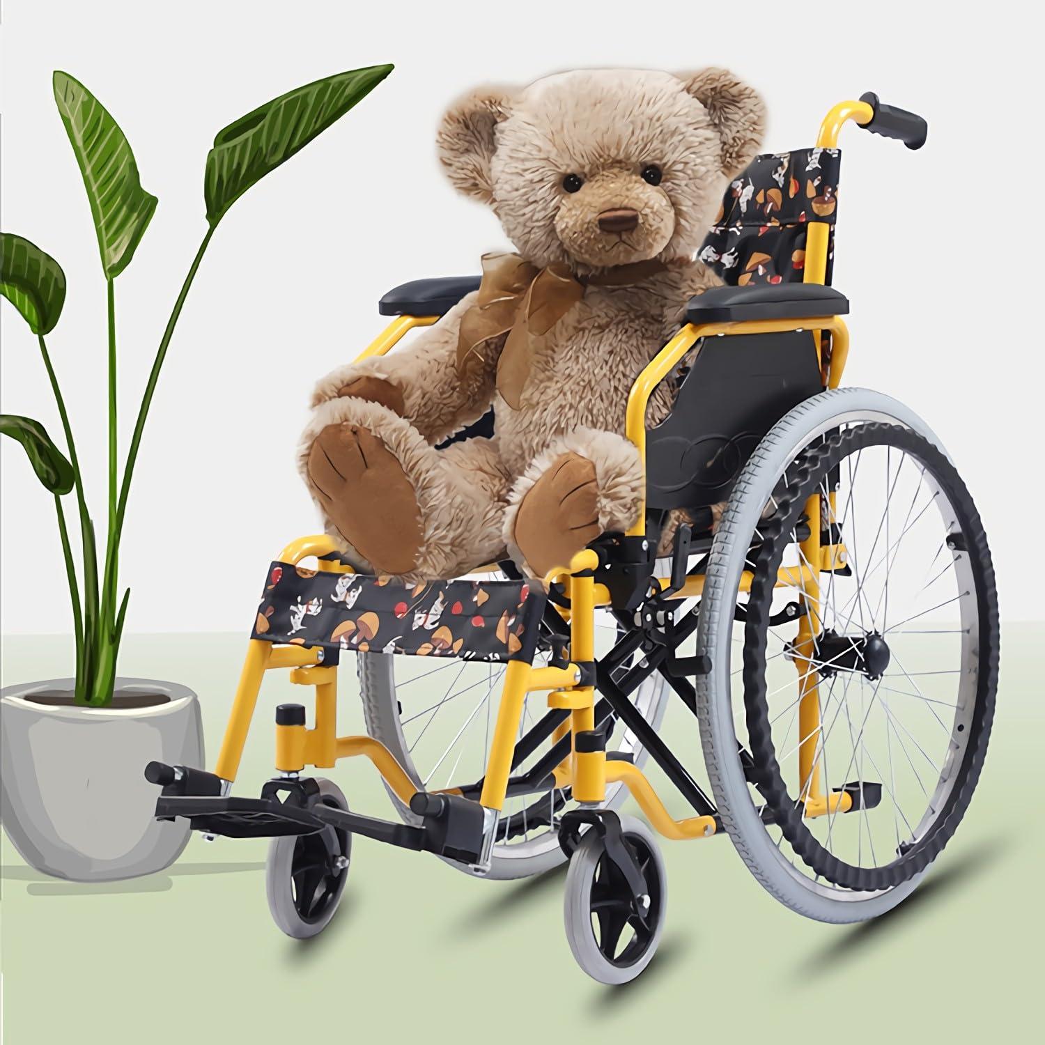 CUIOT Pediatric Wheelchair for Kids & Children, Lightweight Folding Manual Wheelchairs W/Safety Belt, Flip-Back Desk-Length Arms & Removable Swing-Away Leg Rests, 20.5 Inch Seat Width Bariatric Wheel Chair