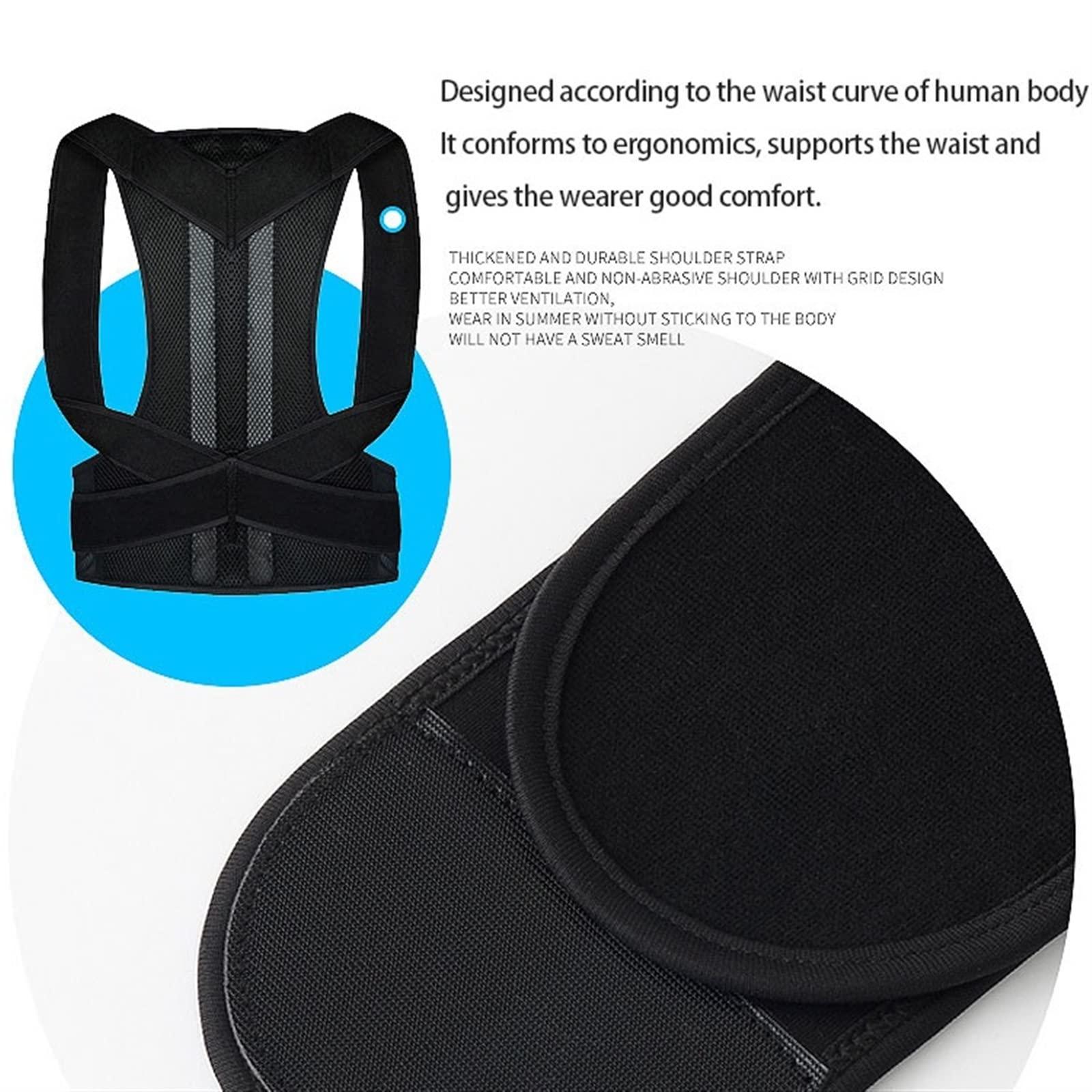 NEWCES XS-5XL Large Size Posture Correction Belt Back Support for Student Teenagers Men Women Pain Relief Waist Trimmer Belt Shoulder Lumbar Support Breathable Back Brace ( Color : Black , Size : XXXXL/XXXXL