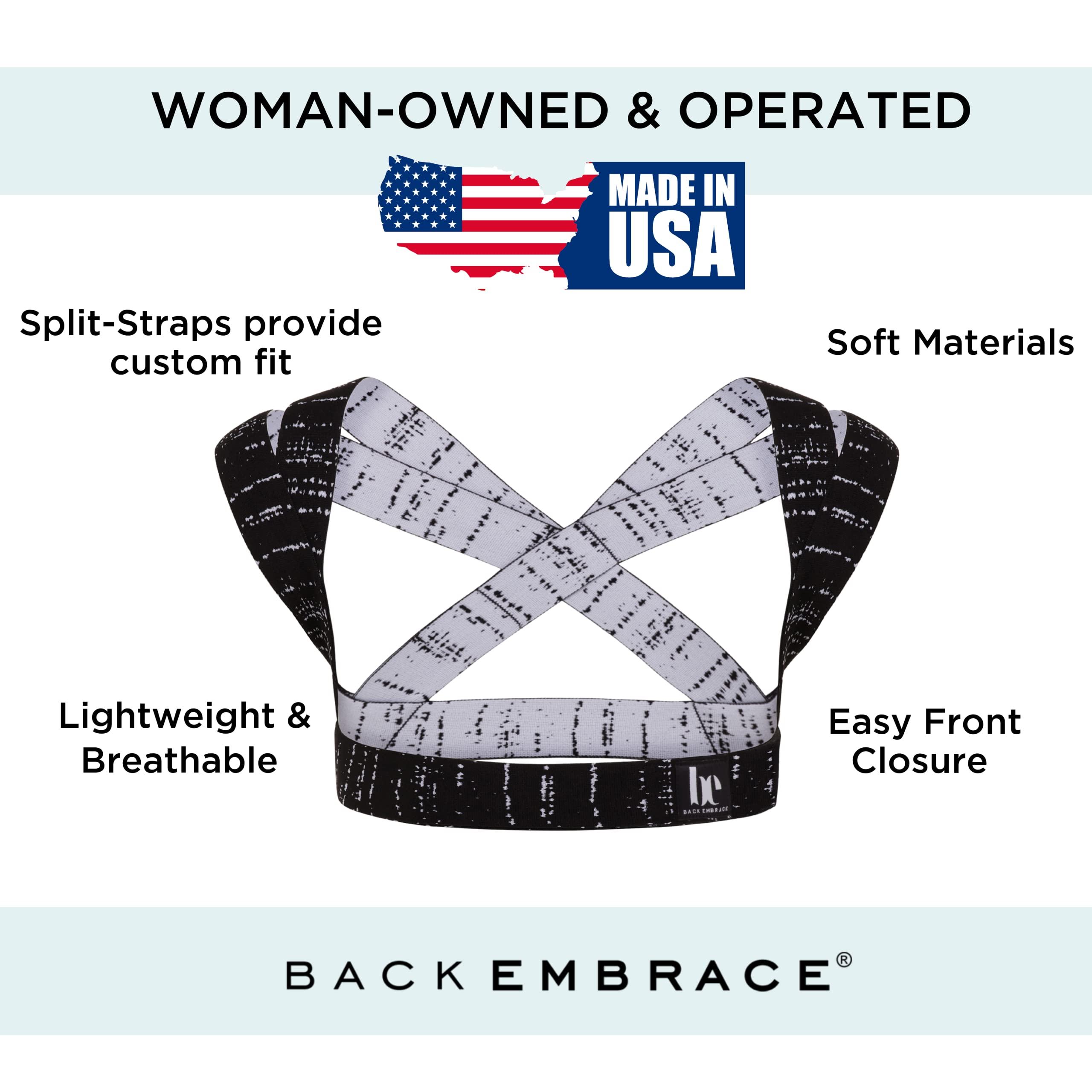 BackEmbrace BackEmbrace Posture Corrector for Women and Men - Made in USA - Slim and Adjustable Shoulder Brace - Back Brace for Back Pain Relief - Black Drizzle Large