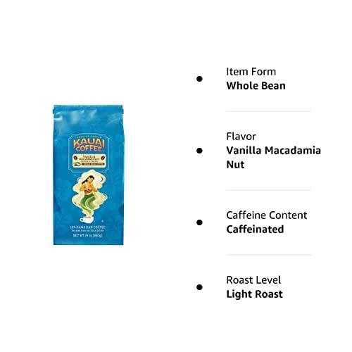 KAUAI COFFEE Kauai Coffee Vanilla Macadamia Nut, Medium Roast - Whole Bean Coffee, 24 oz Package