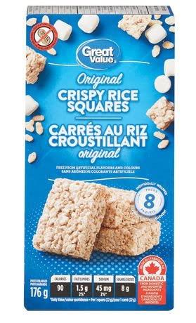 Great Value Great Value Crispy Rice Squares, 176g/6.2oz, Imported from Canada}