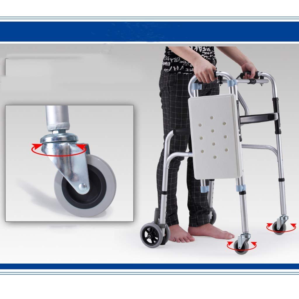 SSRURYWZ SSRURYWZ Wheels Aluminum .99 with Paded Seat and Backrest Folding Rolling .99 Mobility Aid for Adult,Senior,Elderly Handicap,Silver Walking Frame