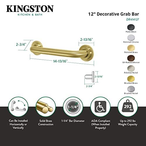 Kingston Brass Kingston Brass DR414126 Manhattan 12-Inch Decorative 1-1/4-Inch OD Grab Bar, Polished Nickel