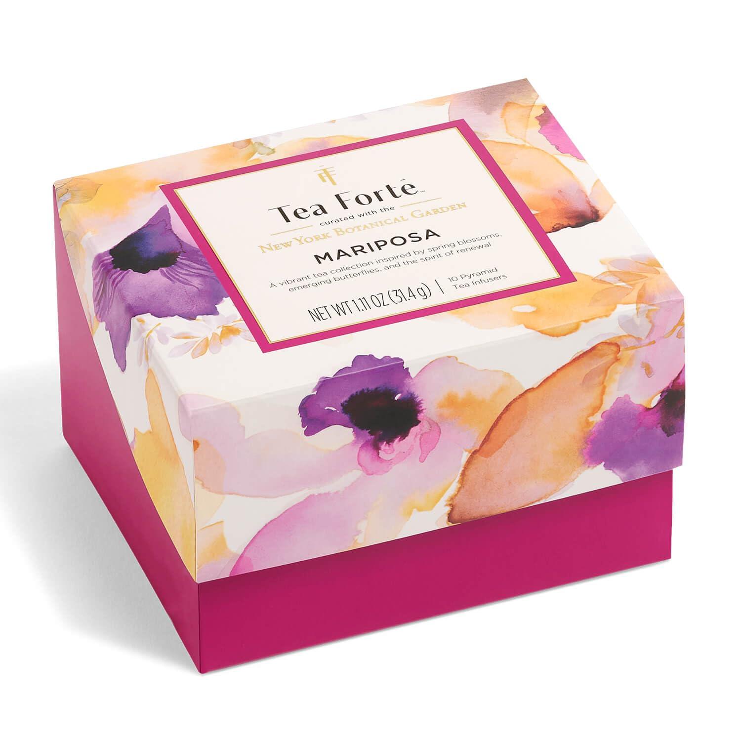 Tea Forte Tea Forte Mariposa Gift Set with Cafe Cup, Tea Tray and 10 Handcrafted Pyramid Tea Infuser Bags
