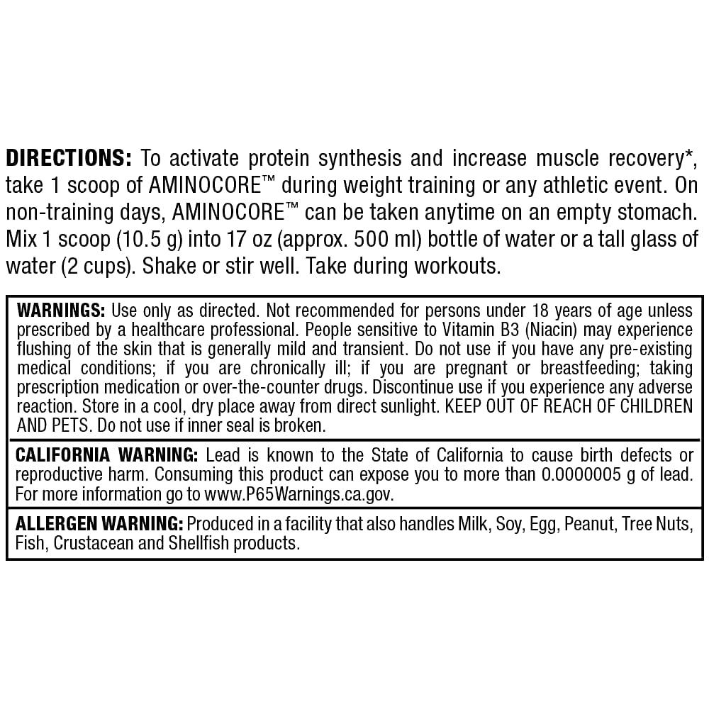 ALLMAX Nutrition AMINOCORE BCAA 8G BCAAs 100% Pure Branch Chained Amino Acids Gluten Free - Watermelon - 315 Gram