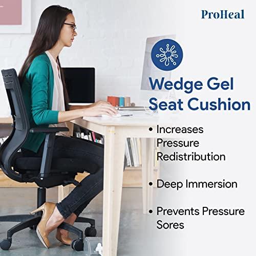 ProHeal Gel Wedge Wheelchair Seat Cushion, Bariatric -High Density Foam, Stretch Nylon Cover, Deep Immersion Gel for Pressure Redistribution -Back, Tailbone, Coccyx Support -Eliminates Sliding -26"x20"x4"-2"