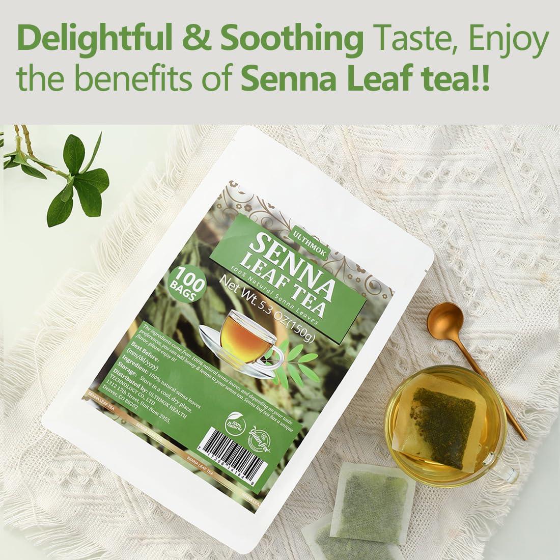 ULTHMOK Premium 100 Senna Tea Bags, Made with 100% Natural Senna Leaves, No Additives & Caffeine Free.