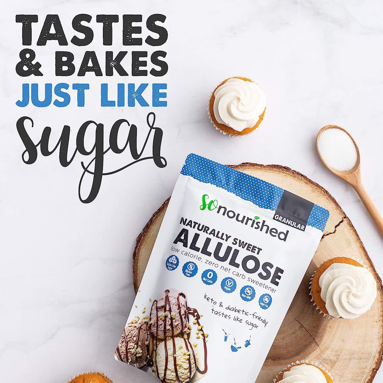 So Nourished Allulose Sweetener Granular - Keto Sugar Substitute - 0 Calorie, 0 Net Carb, Non-GMO (5 lb / 80oz)